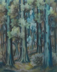 Bäume in Grün und Blau